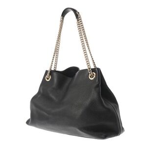 Gucci Calfskin Tote Chain Black Bag Soho Interlocking